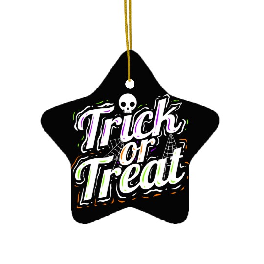 Trick Or Treat Spiderweb Halloween Ceramic Ornaments
