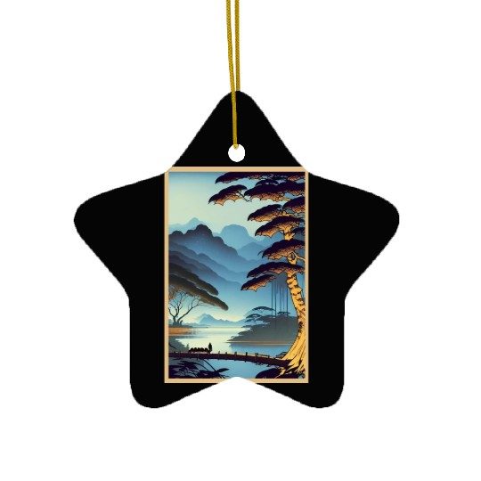 Bring the Magic of Rainforest Night Poster Ceramic Ornaments