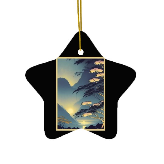 Magic of Rainforest Night Poster Ceramic Ornaments