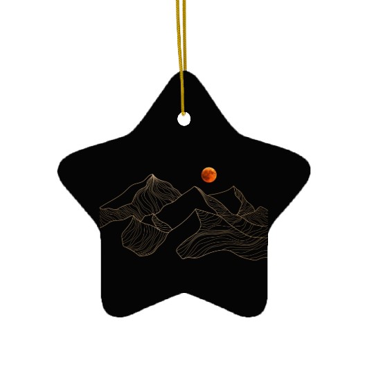 red moon mountain Ceramic Ornaments