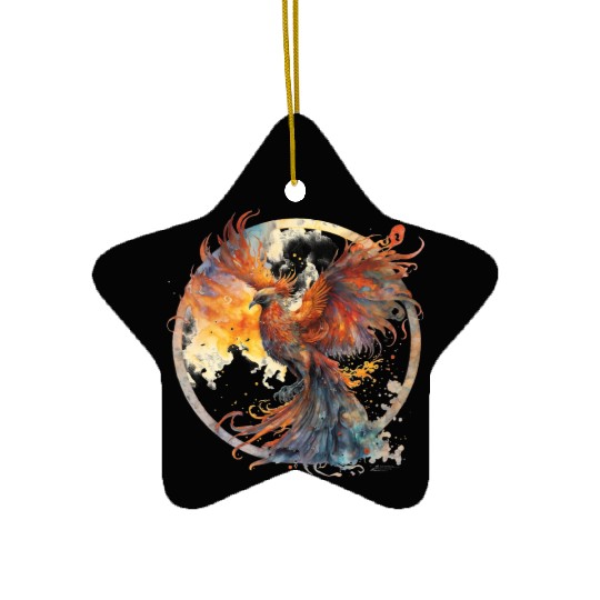 Fire Phoenix Watercolor Clipart Ceramic Ornaments