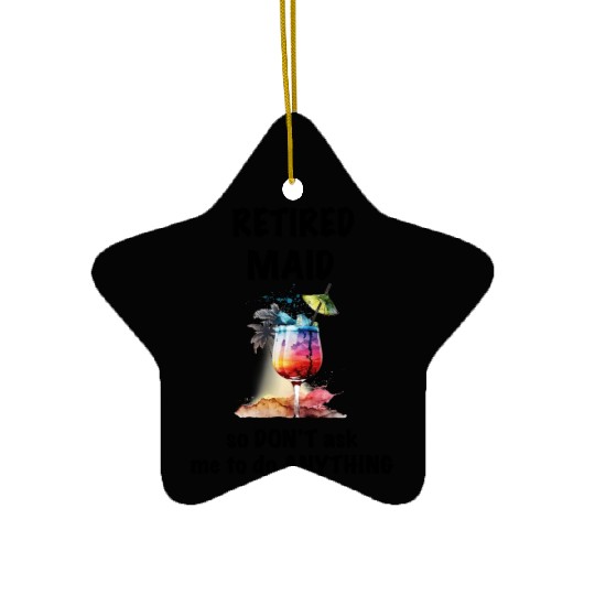 Retired Maid Vacation Tropical Cocktail Umbrella Ceramic Ornaments