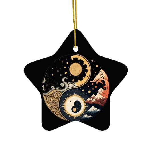 Sun and moon yin yang Ceramic Ornaments