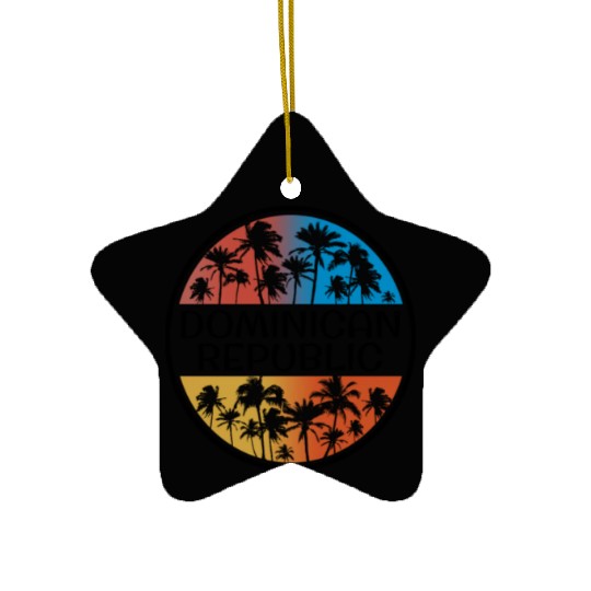 Dominican Republic Palm Tree Stylish Vacation Ceramic Ornaments