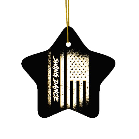 Patriotic 4th Of July American Flag Swing Dance Ceramic Ornaments