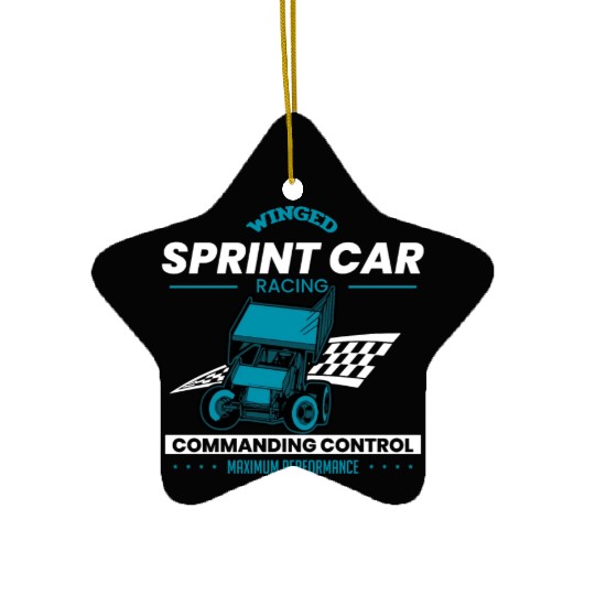 Sprint Car Racing, sprint car, dirt track racers Ceramic Ornaments