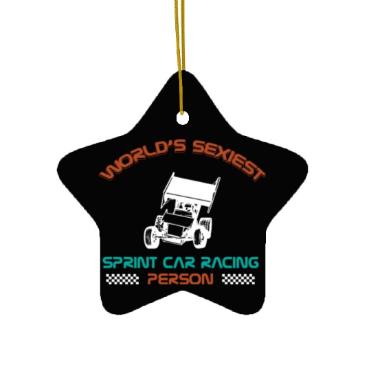 Sprint Car Racing, sprint car, dirt track racers Ceramic Ornaments