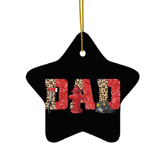 Firefighter Dad Leopard Ceramic Ornaments