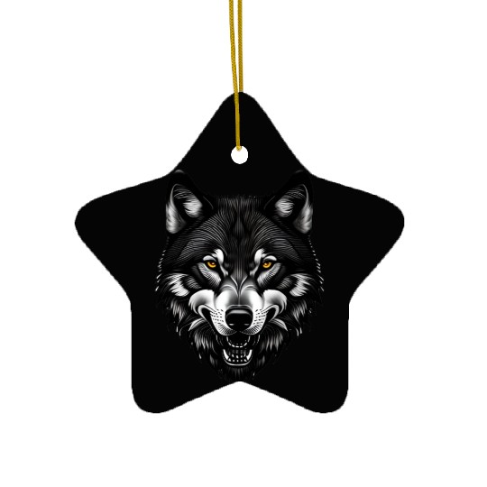 Black Wolf Ceramic Ornaments