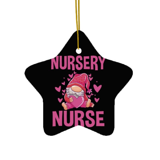 Cute Newborn Nursery Nurse Gnome Ceramic Ornaments