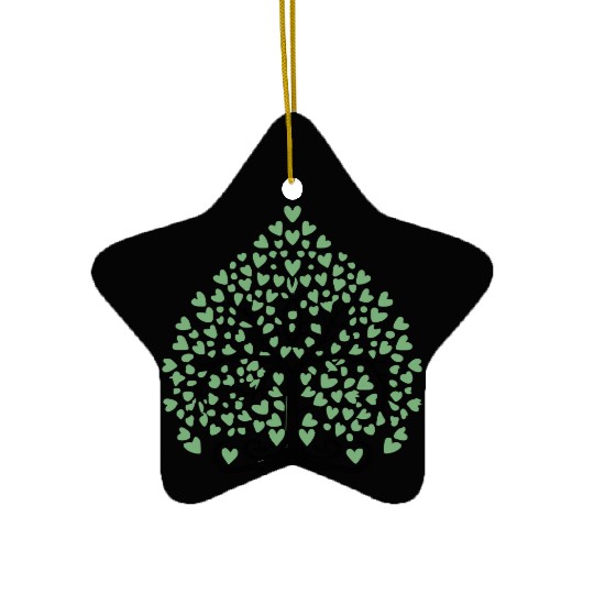 Tree of Life with Hearts Two Color Vector Ceramic Ornaments