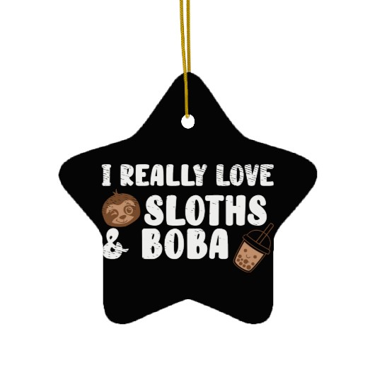 Cute Lazy Sloth Boba Tea Sweet Bubble Tea Ceramic Ornaments