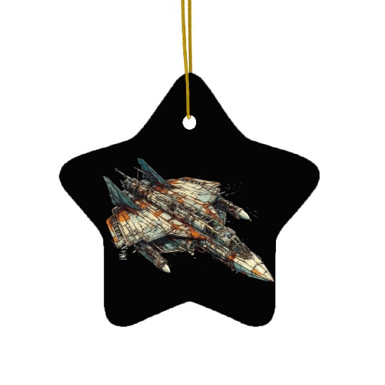 Sci fi FIghter jet Ceramic Ornaments