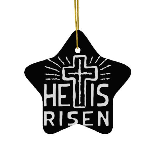 Christian Cross Easter He is Risen Ceramic Ornaments