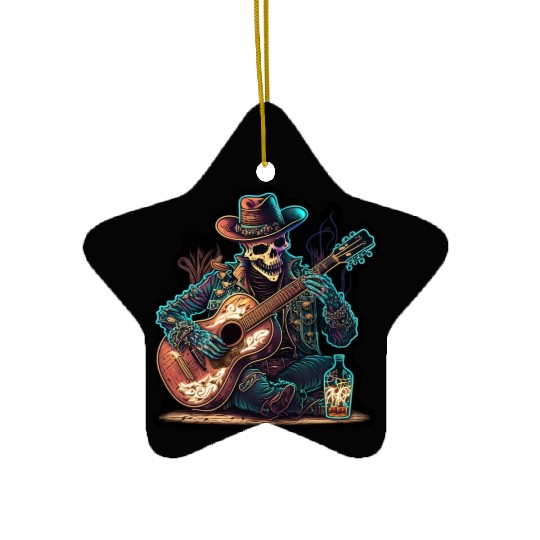 cowboy skeleton play guitar Ceramic Ornaments