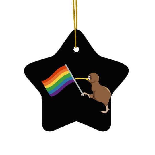 Rainbow Kiwi Pride Ceramic Ornaments