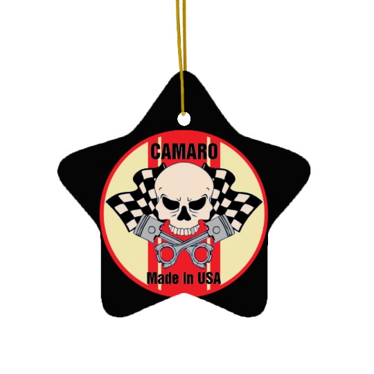 Camaro Made in USA skull & pistons Ceramic Ornaments