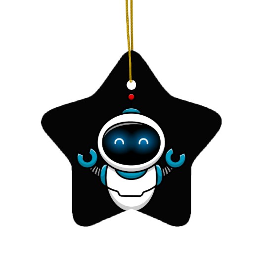 Cute Robot Cartoon Vector Icon Illustration Ceramic Ornaments