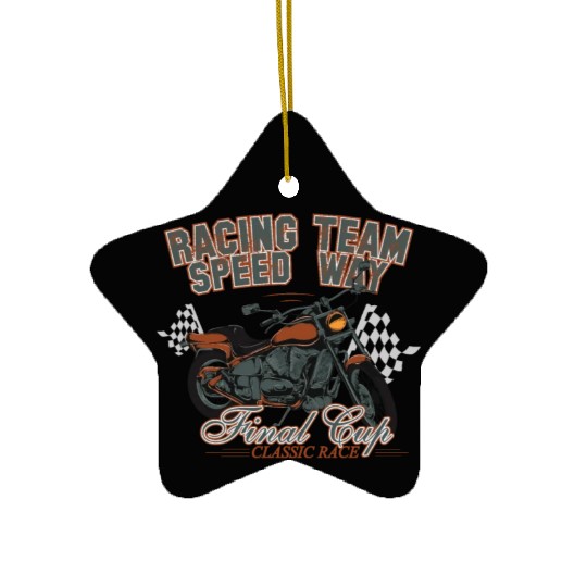 MOTORCYCLE, RACING TEAM SPEED WAY Ceramic Ornaments