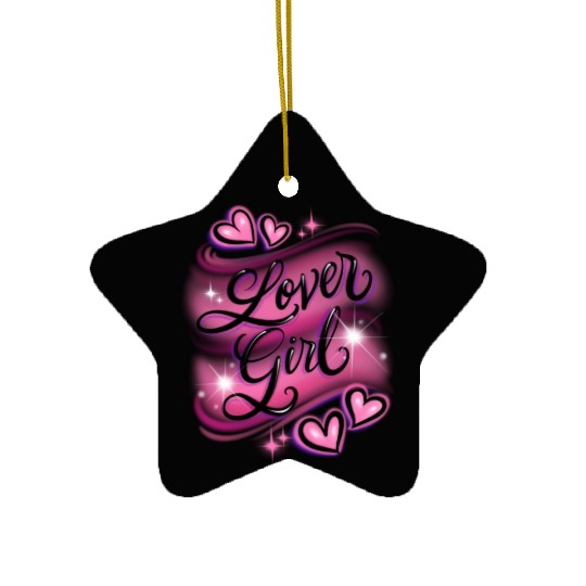 Lover Girl pink airbrush design Ceramic Ornaments
