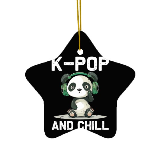 Kpop And Chill Panda Headphones Korean Music Lover Ceramic Ornaments