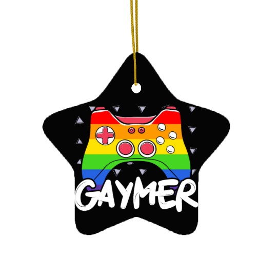 Gaymer Video Game Rainbow Pride Month LGBTQ Gay Ceramic Ornaments