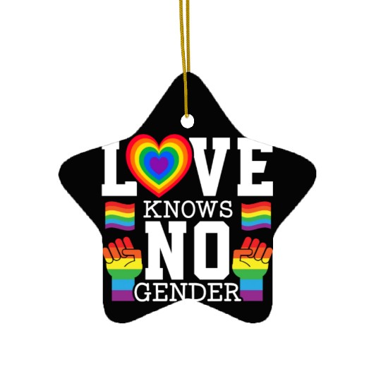 Love Knows No Gender Rainbow Pride Month LGBTQ Gay Ceramic Ornaments