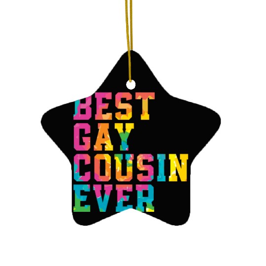 Best Gay Cousin Ever Rainbow Pride Month LGBTQ Gay Ceramic Ornaments