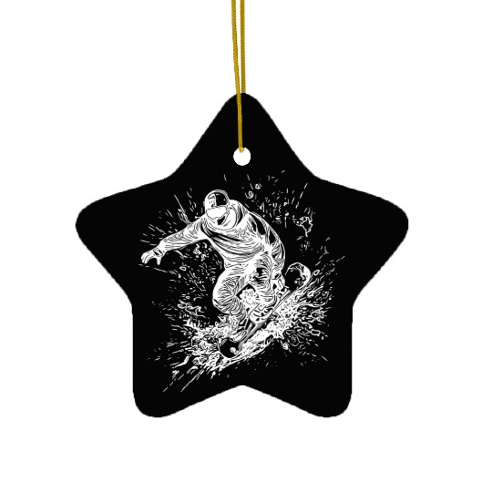 Cool Mountaineering Jump Style Snowboard Move Ceramic Ornaments
