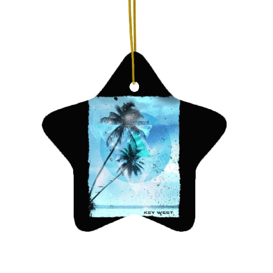 Artistic Key West Florida Palm Tree Vacation Ceramic Ornaments