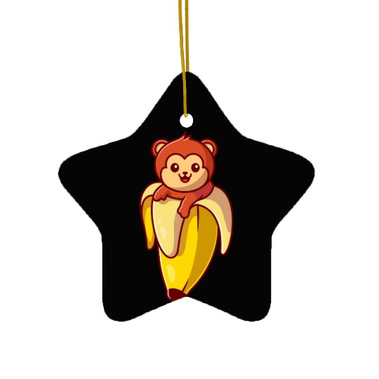 Cute Monkey Banana Cartoon Ceramic Ornaments