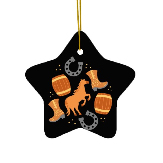 Cowboy Horse Riding Barrel Racing Ceramic Ornaments