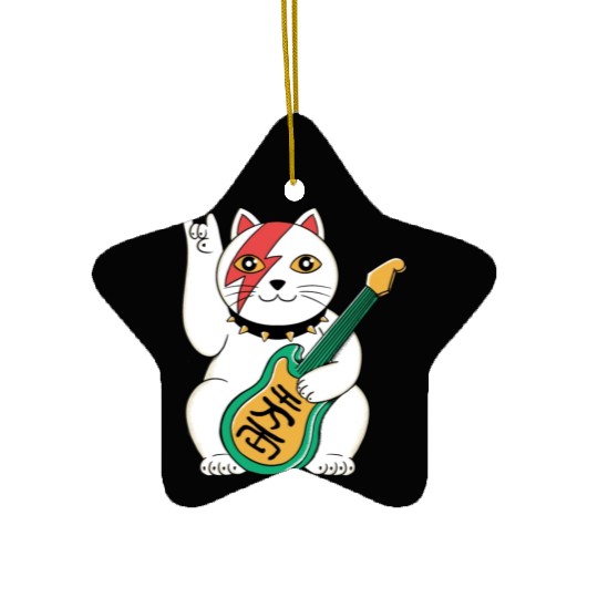 Lucky Cat Guitar Guitarist Ceramic Ornaments