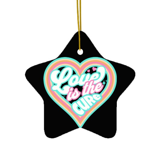 LOVE IS THE CURE (blue) Ceramic Ornaments