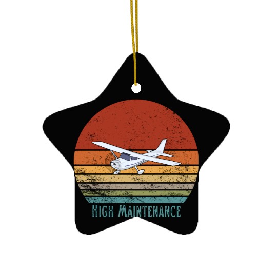 Retro Small Aircraft - High Maintenance Ceramic Ornaments