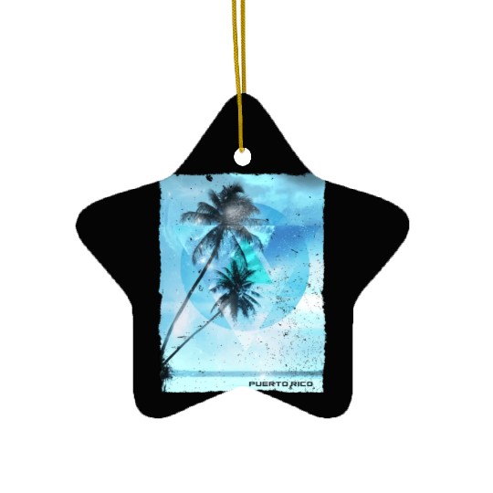 Artistic Puerto Rico Palm Tree Vacation Ceramic Ornaments