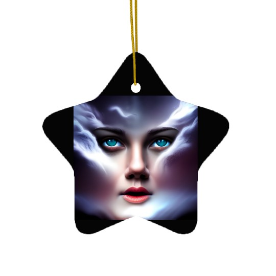 Face in the storm Ceramic Ornaments