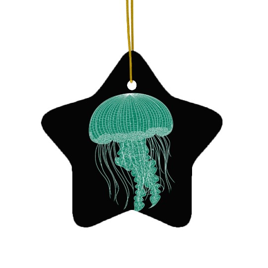 Sea life, Green Jellyfish Ceramic Ornaments