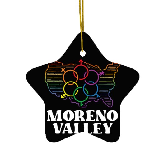 Moreno Valley Pride Flag Pride Month LGBTQ Flag Ceramic Ornaments