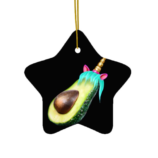 Happy unicorn avocado Ceramic Ornaments