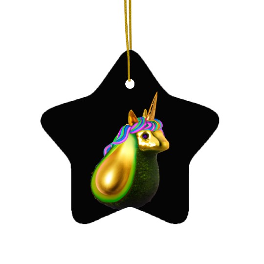 Happy unicorn avocado Ceramic Ornaments