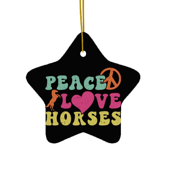 Horse Lover Equestrian Riding Peace Love Horses Ceramic Ornaments