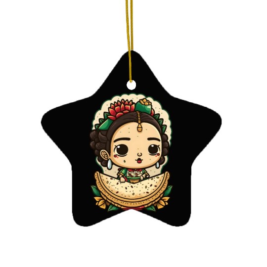 Frida Kahlo & Tacos Cinco De Mayo Mexican Fiesta Ceramic Ornaments