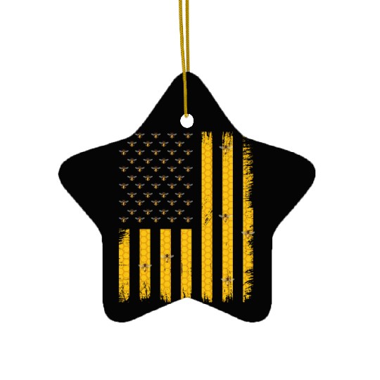 Beekeeper Usa Flag Ceramic Ornaments