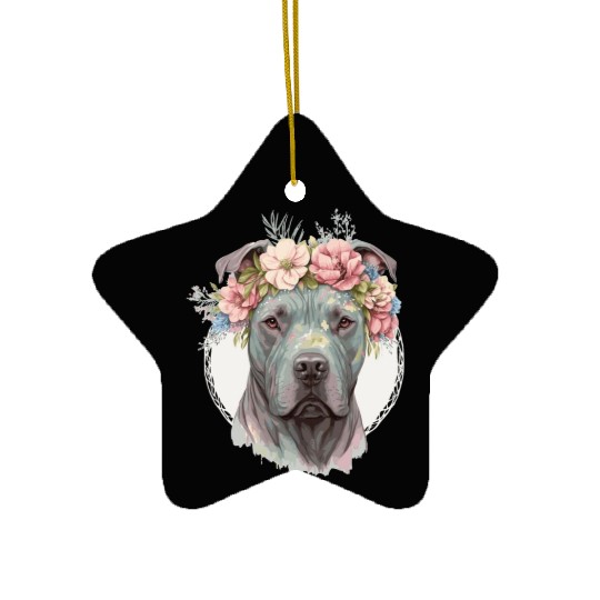 Cute Cane Corso Flower Crown Pet Dog Puppy Ceramic Ornaments