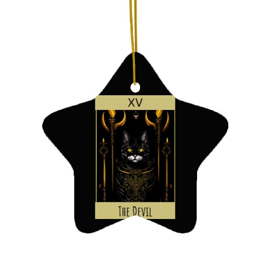 Tarot card the devil cat - readings and astrology Ceramic Ornaments