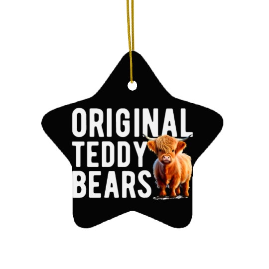 Original Teddy Bears Highland Cow Scottish Cattle Ceramic Ornaments