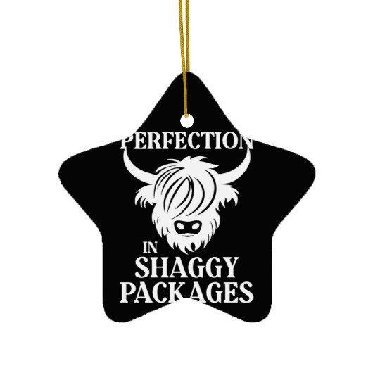 Perfection In Shaggy Packages Highland Cow Ceramic Ornaments
