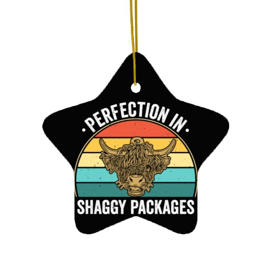 Perfection In Shaggy Packages Highland Cow Ceramic Ornaments