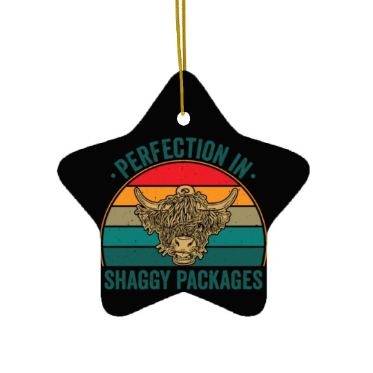 Perfection In Shaggy Packages Highland Cow Ceramic Ornaments